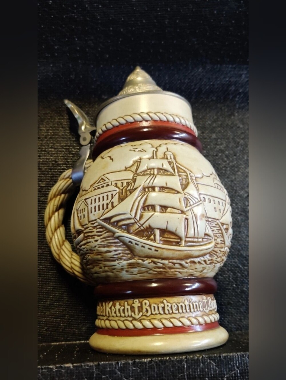 Vintage 1977 Handcrafted Avon Beer Stein Sailing Ships